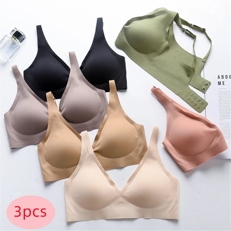 

Seamless Invisible Bra For Women Sexy Lingerie Deep Vneck Push Up Bra Wire Free Brassiere Bra Removable Pads Bralette Underwear