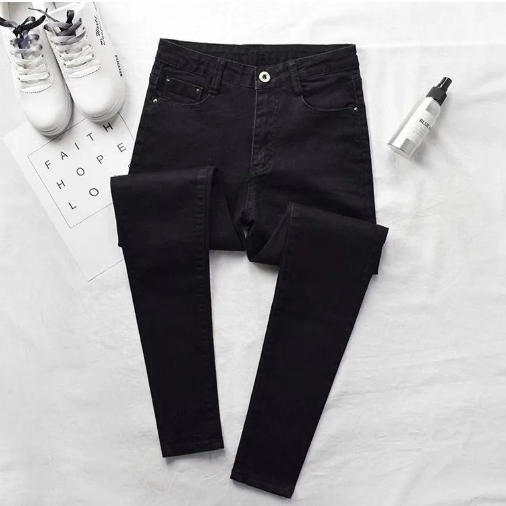 Winter Thick Velvet Women High Waist Skinny Jeans Simple Fleece Warm Slim Fit Stretch Ladies Casual Denim Pencil Pants Women