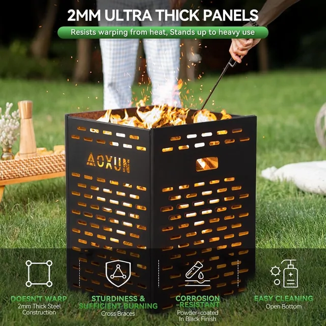 63 Gallon Ultra Thick Burn Barrel for Yard Waste - Heavy Duty Outdoor Incinerator Drum with Burn Cage and Bottom Ash Tray Desig 3