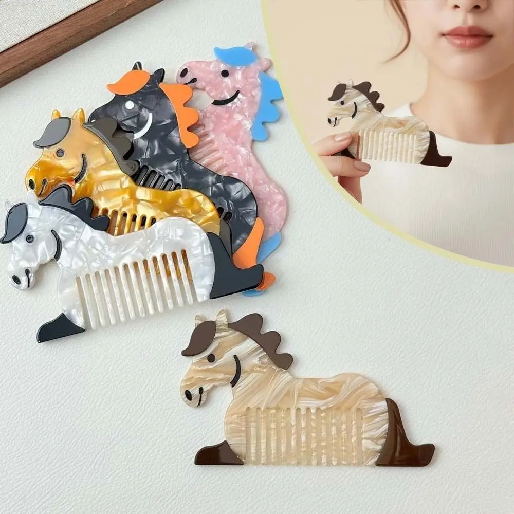 Hair Care Horse Acetic Acid Comb Cartoon Acetate Makeup Comb Contrast Color Hair Accessories Hairdressing Combs Household