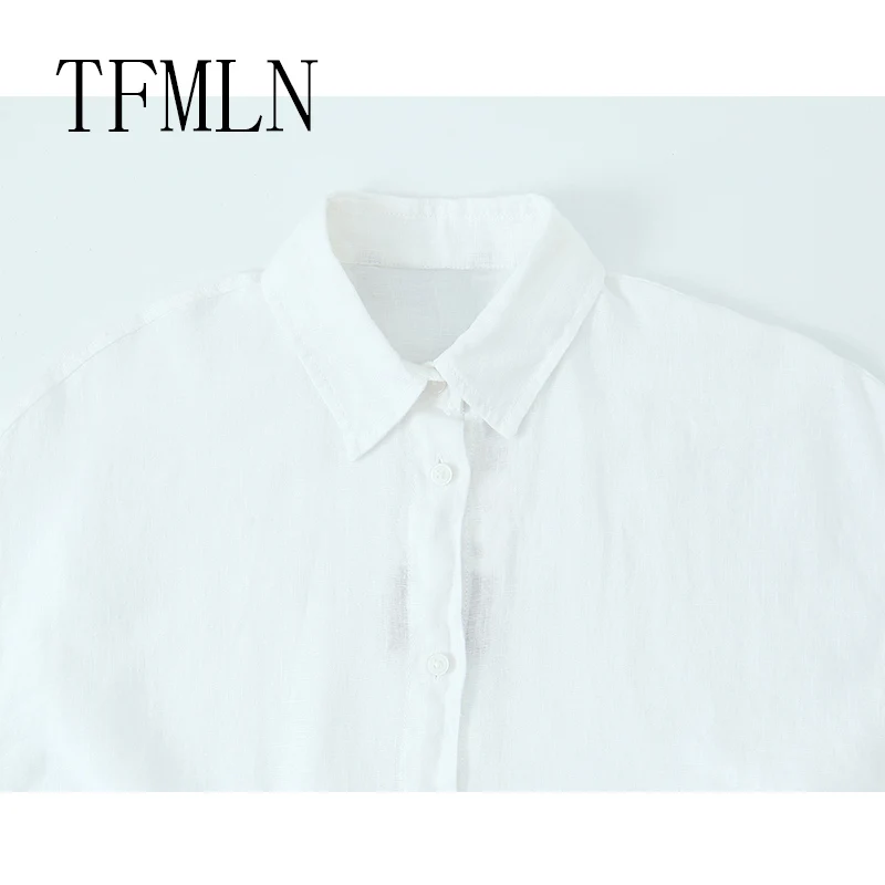 TFMLN Summer New Women Oversized Blouses Shirts Female Fashion Long Sleeve Tops Shirts Casual Single Breasted Top
