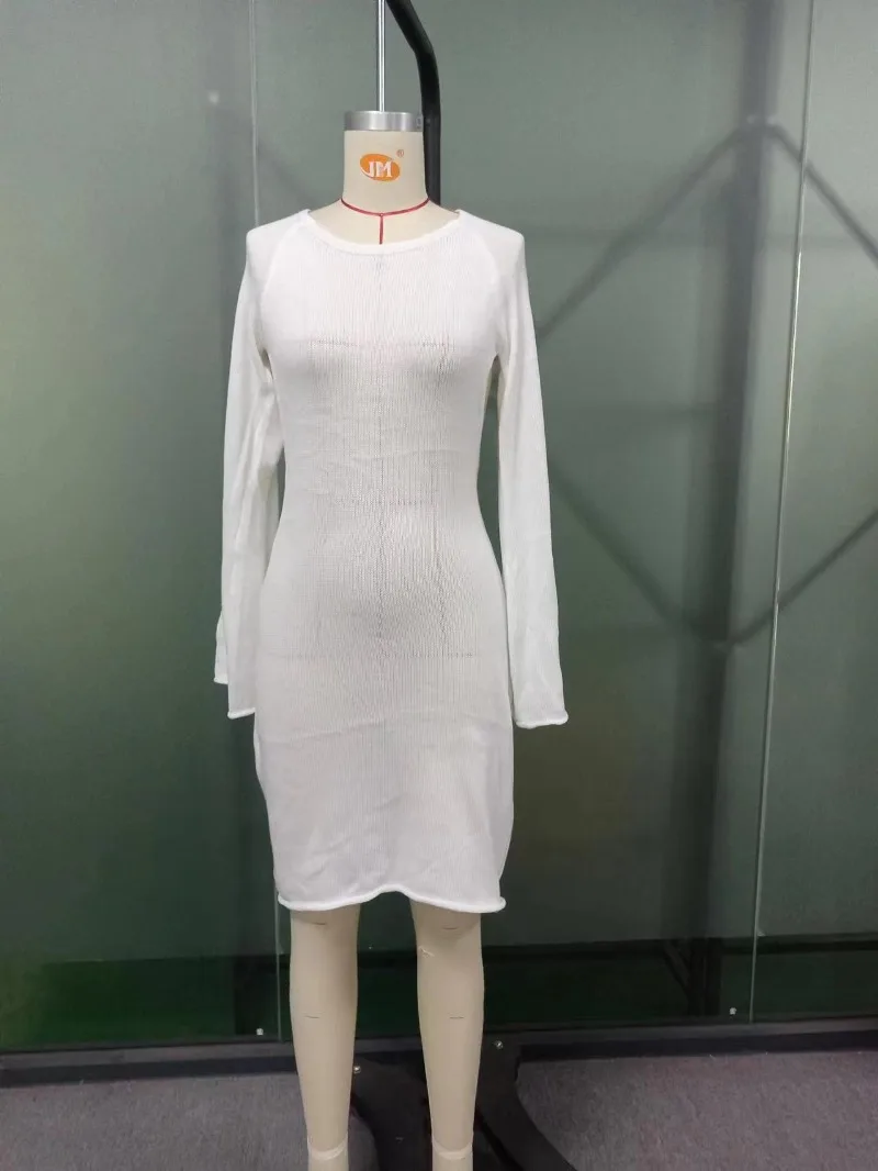 Backless Knitwear Lace-Up Mini Dress Female Fashion Long Sleeve Loose Holiday Beach High Waist Dress Knit Women Dress 2025