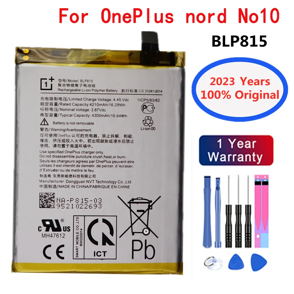 

2023 Year High Quality 4300mAh BLP815 One Plus Phone Battery For Oneplus Nord N10 5G Oppo Genuine Replacement Batteries + Tools
