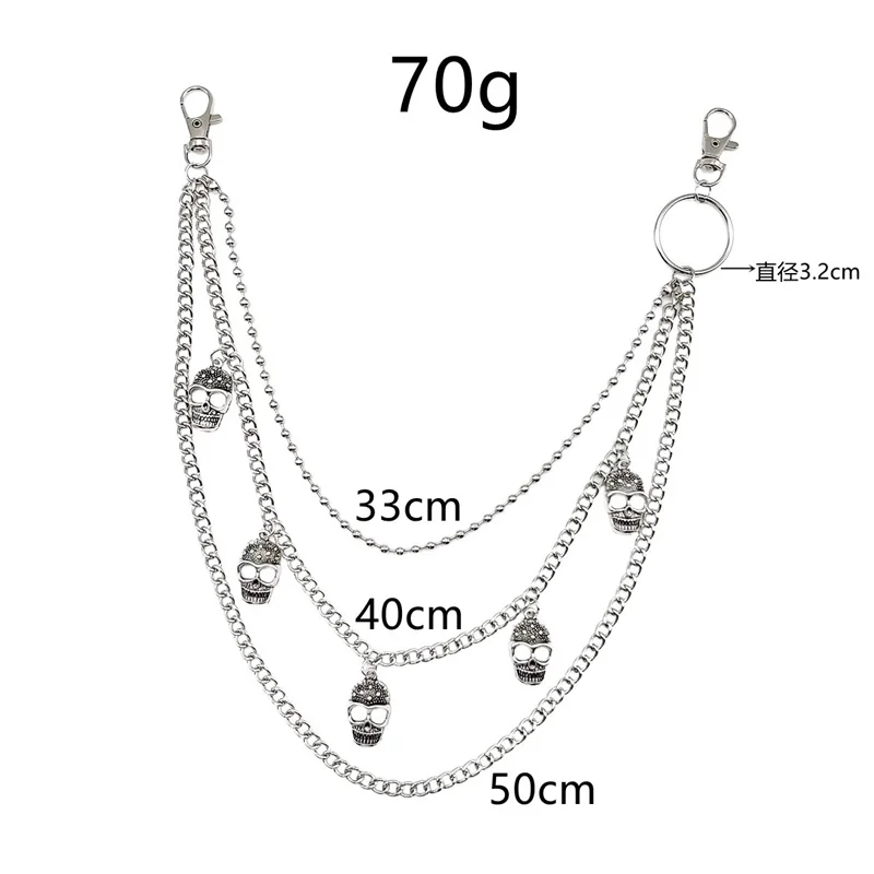 Catena Per Jeans Hip Hop - 60cm Con Portachiavi, Stile Gotico Rock - Foto 9