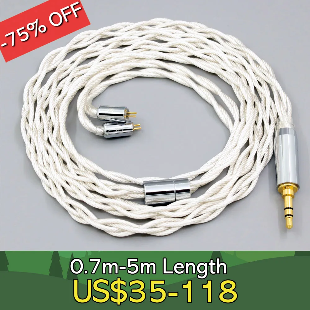 Graphene 7N OCC Silver Plated Type2 Earphone Cable For 0.78mm 2pin Flat Step JH Audio JH16 Pro JH11 Pro LN008126