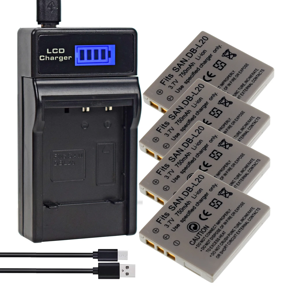 DB-L20 Battery or LCD Charger For Sanyo Xacti DMX-C1 C4 C5