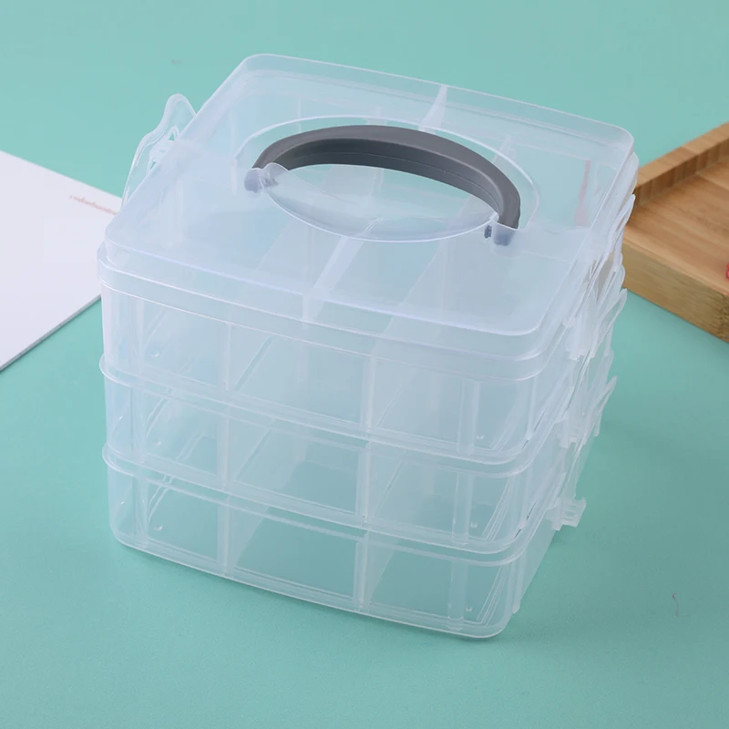LMDZ 3 Layers 18 Compartments Plastic Storage Box Clear Organizer Multifunction Empty Box Sewing Tools Jewelry Container storage box plastic storage box