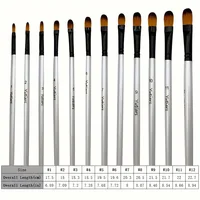 12pcs Filbert Artist Brushes with Nylon Tips - Wood Handle Professional Paintbrush Set for Acrylic, Watercolor, Gouache Painting 2