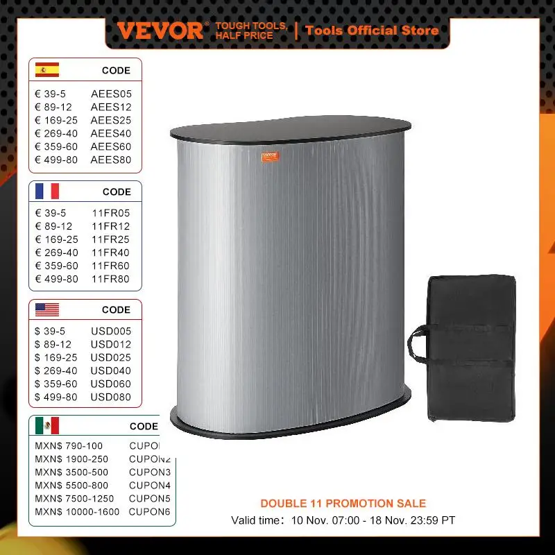 VEVOR Portable Tradeshow Podium Table Display Exhibition Counter Stand Booth Fair with Wall, Foldable Promotion Retail Bar Table