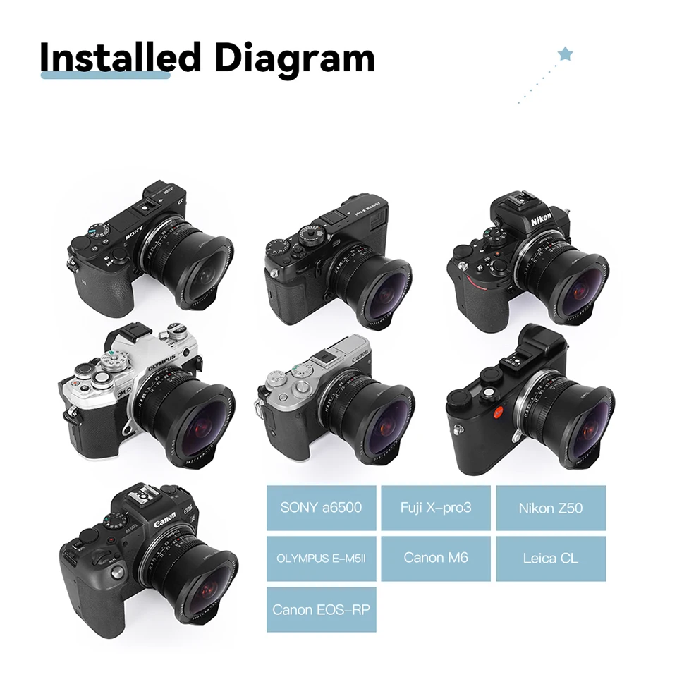 TTArtisan APS-C 7.5mm F2 어안렌즈 인물 사진 촬영용 미러리스 카메라 렌즈 (캐논 M50, 라이카 T, 시그마 FP, 후지 XS10, A7 호환)