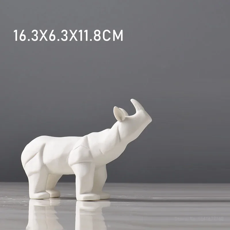 Nordic Ceramic Elephant and rhino Ornaments, Creative Living Room, TV Cabinet, Wine Cabinet, Home Decorations, 1Pc
