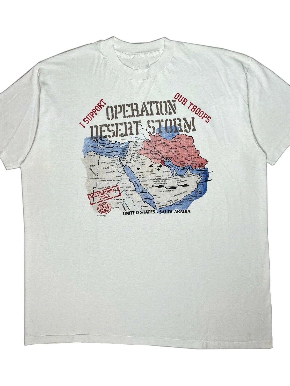 Vintage 1990 Operation Desert Storm White Tshirt Manica Corta Da Uomo 100% Cotone T-Shirt Casual Allentate Top Size S-3Xl