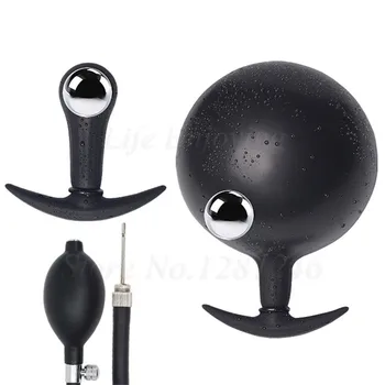 Inflatable Huge Anal Butt Plug with Metal Ball Big Anal Dilator Silicone Huge Anus Pump Expandable Prostate Massager Sex Toys 2