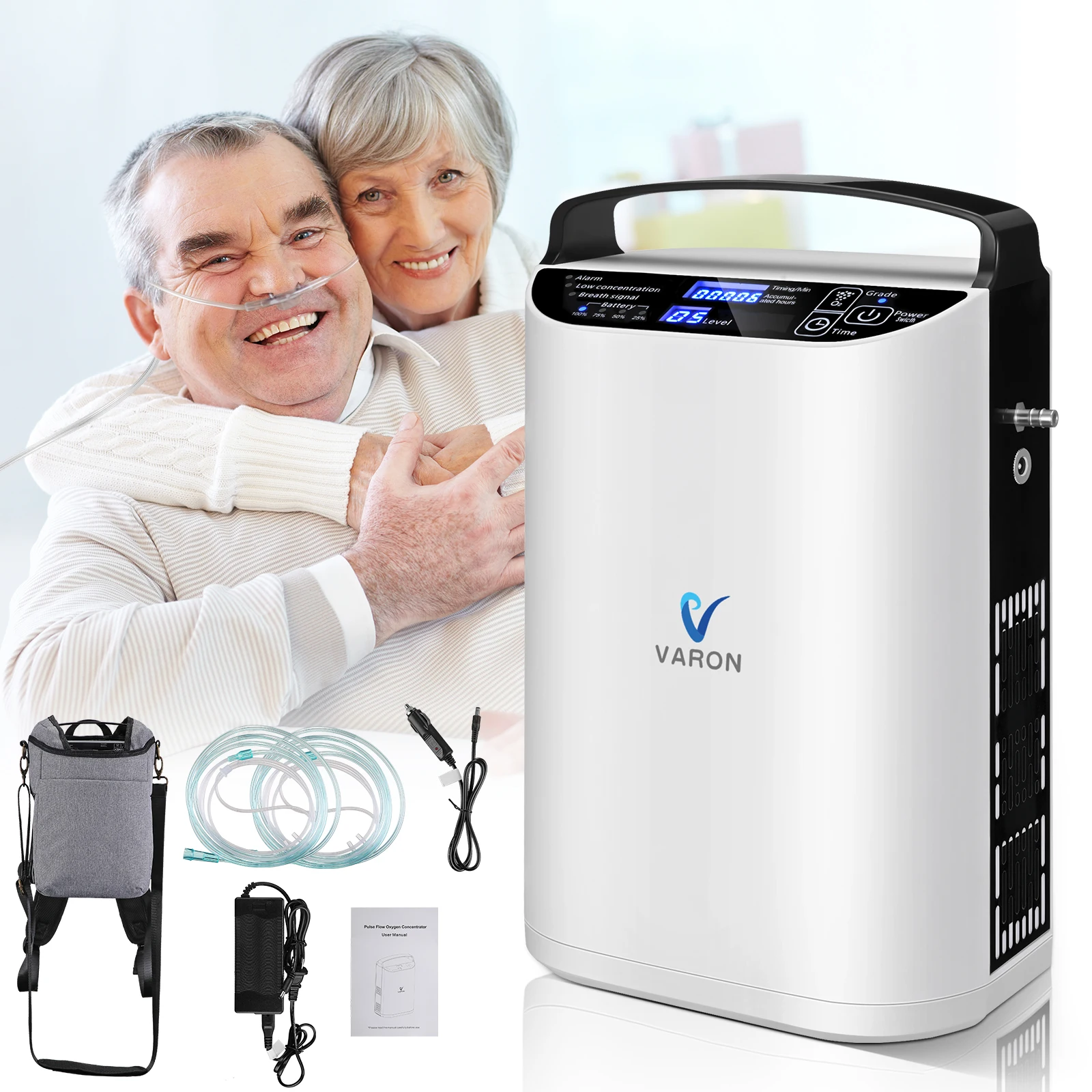 VARON 5L 93% 0xygen Machine Portable Pulse Flow 0xygen Con-centrator For Travel Use Outdoor Care With Battery Rechargable