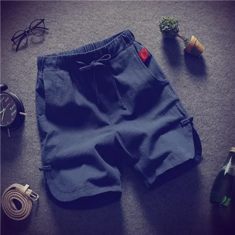 3 Quarter Male Short Pants Casual Drawstring Linen Cotton Men's Shorts Stylish Streetwear Hot Deals Luxury Y2k Pack Summer Xl Ee