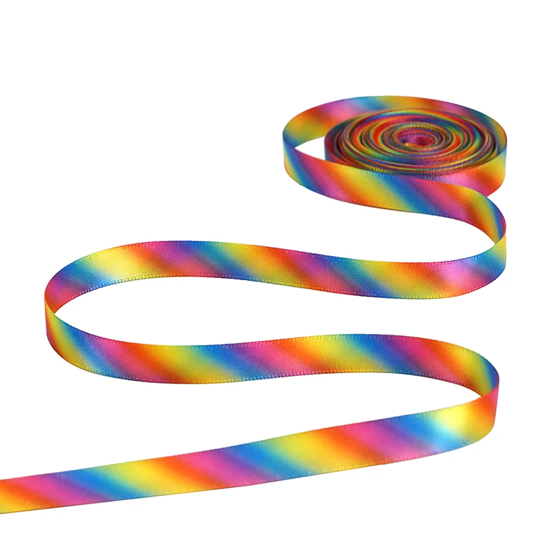 9mm-50mm Rainbow Gradient Double Face Printed Satin Ribbon for Gift Package Diy Decorative Ribbon Children's Hair Bows 100Yards