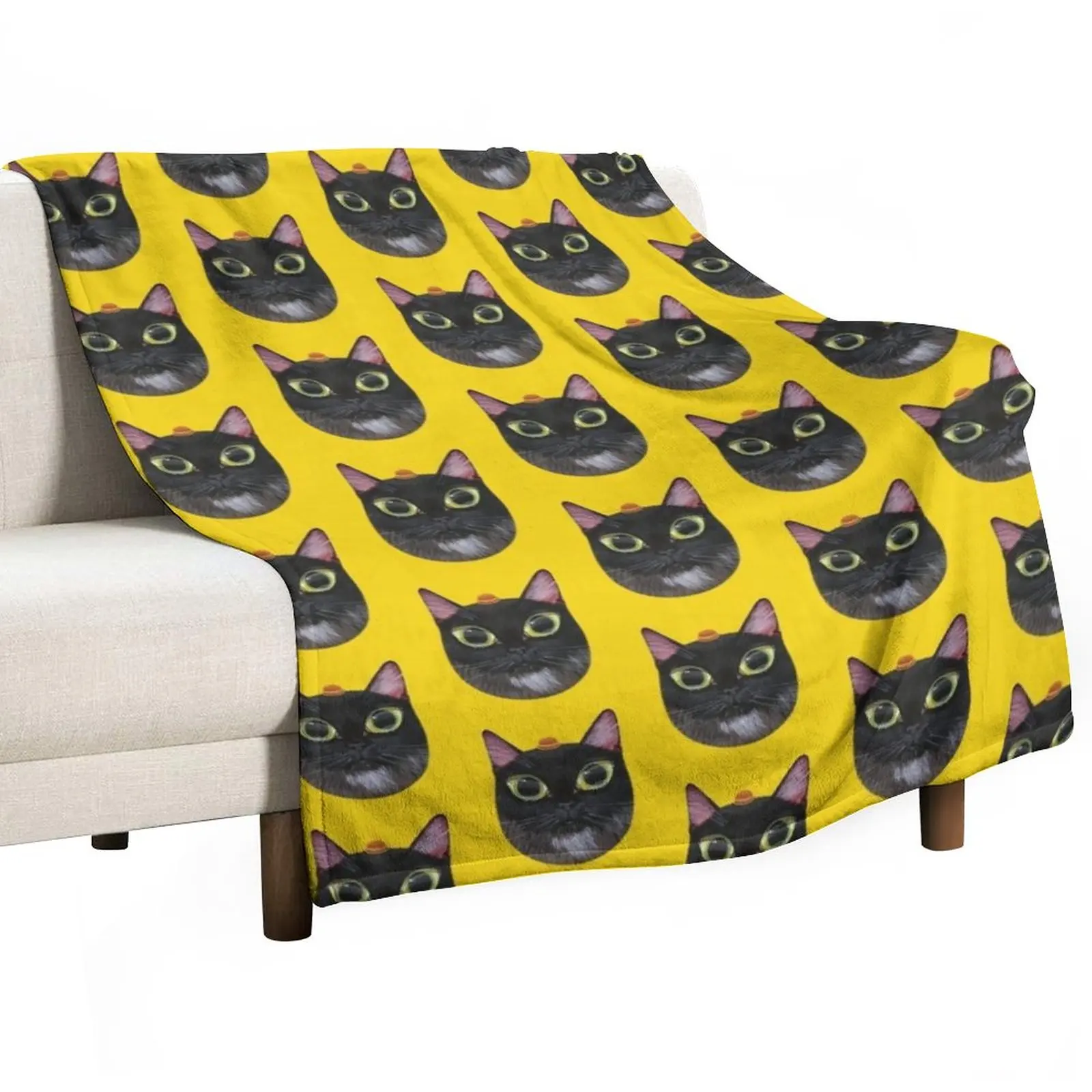 

New Tamaow Original Cat Portrait | Cat Cafe | Baloo With Small Hat | Throw Blanket Quilt Blanket Bed linens