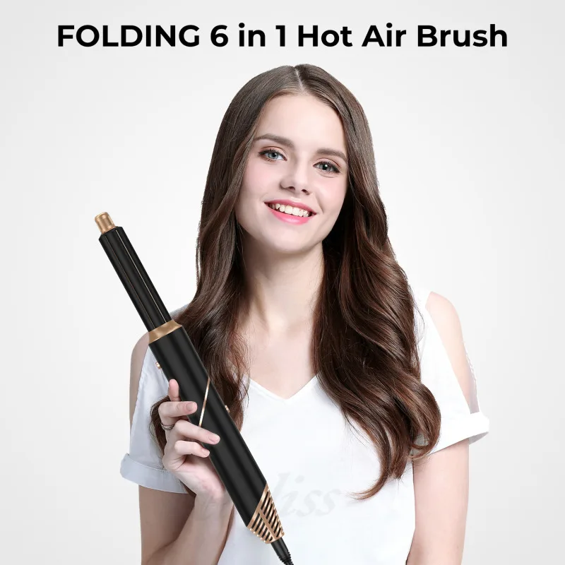 Household 6-in-1 Multifunctional Electric Hair Dryer Comb Foldable Automatic Curling Iron