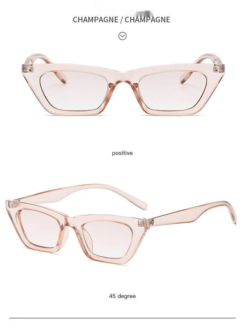Retro Cat Eye Sunglasses For Women Small Frame Trendy Street Style_voghion.com