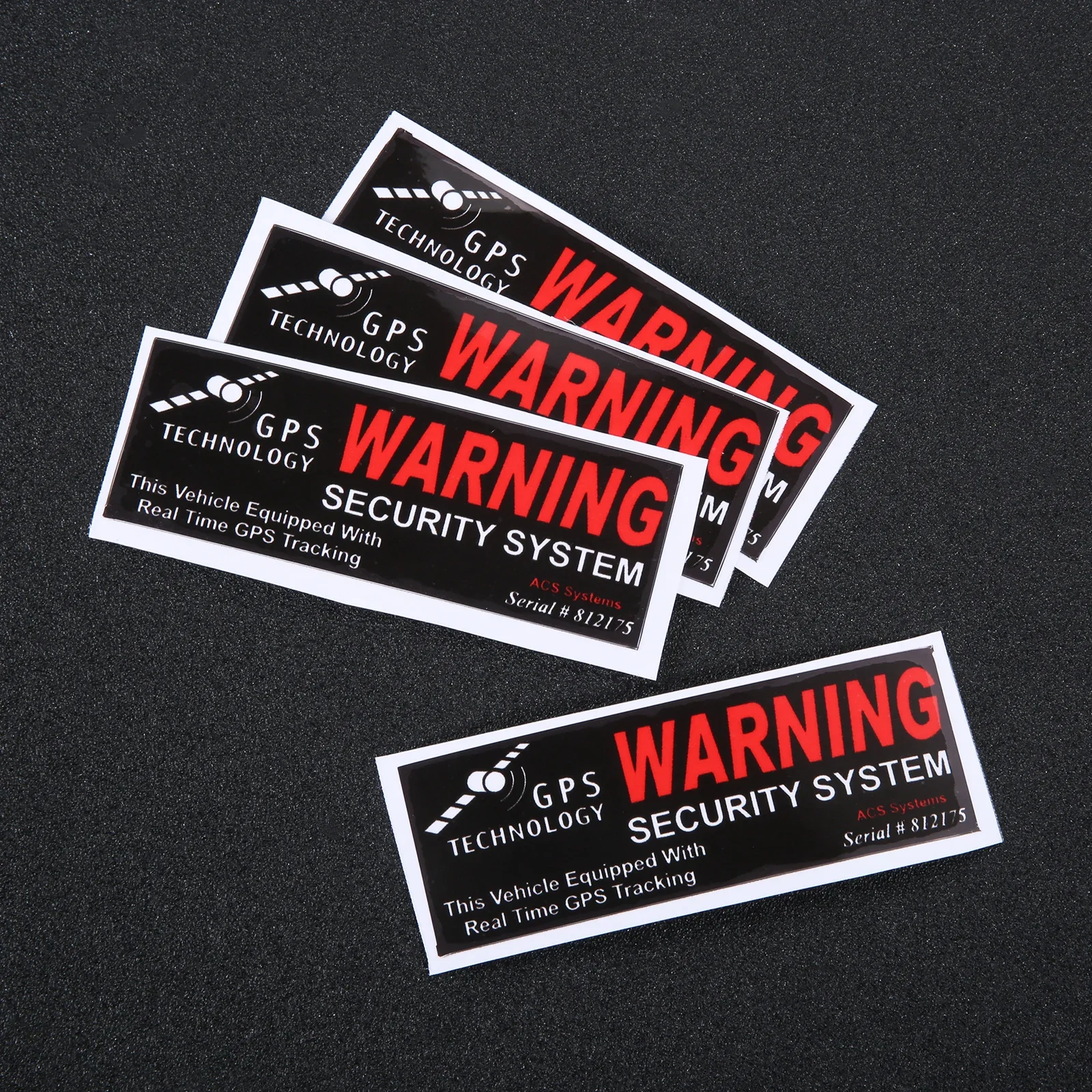 4pcs Car Sticker "Warning GPS Tracking Security" Decal Waterproof 3.5*10cm Self-adhesive Auto Truck CV RVs Anti Theft Alarm Sign