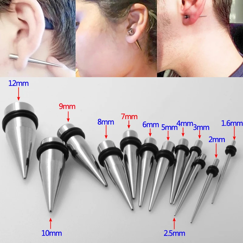 

2Pcs Titanium Steel Ear Stretcher Kit Gauges Ear Tapers Expander Plugs and Tunnels Body Piercing Jewelry 1.6-10mm