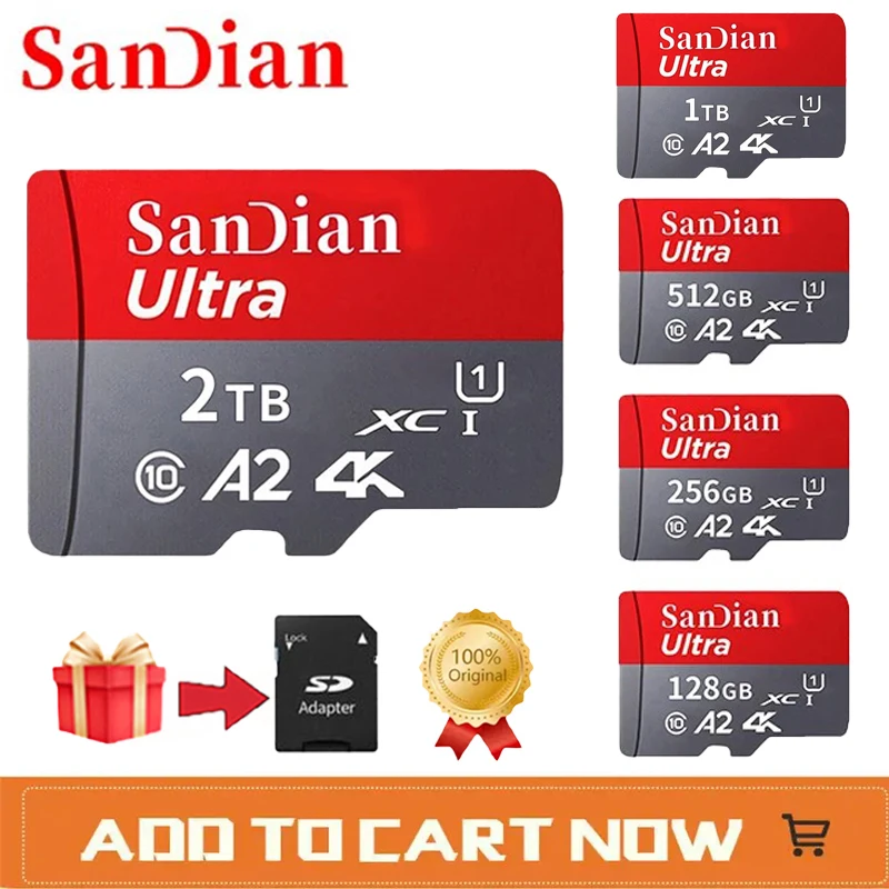

Ultra Micro TF Sd 128 ГБ 256 ГБ 512 ГБ A2 SD карта памяти TF флэш-карта памяти 1 ТБ 2 ТБ класс 10 для телефонов камер ПК Бесплатная доставка