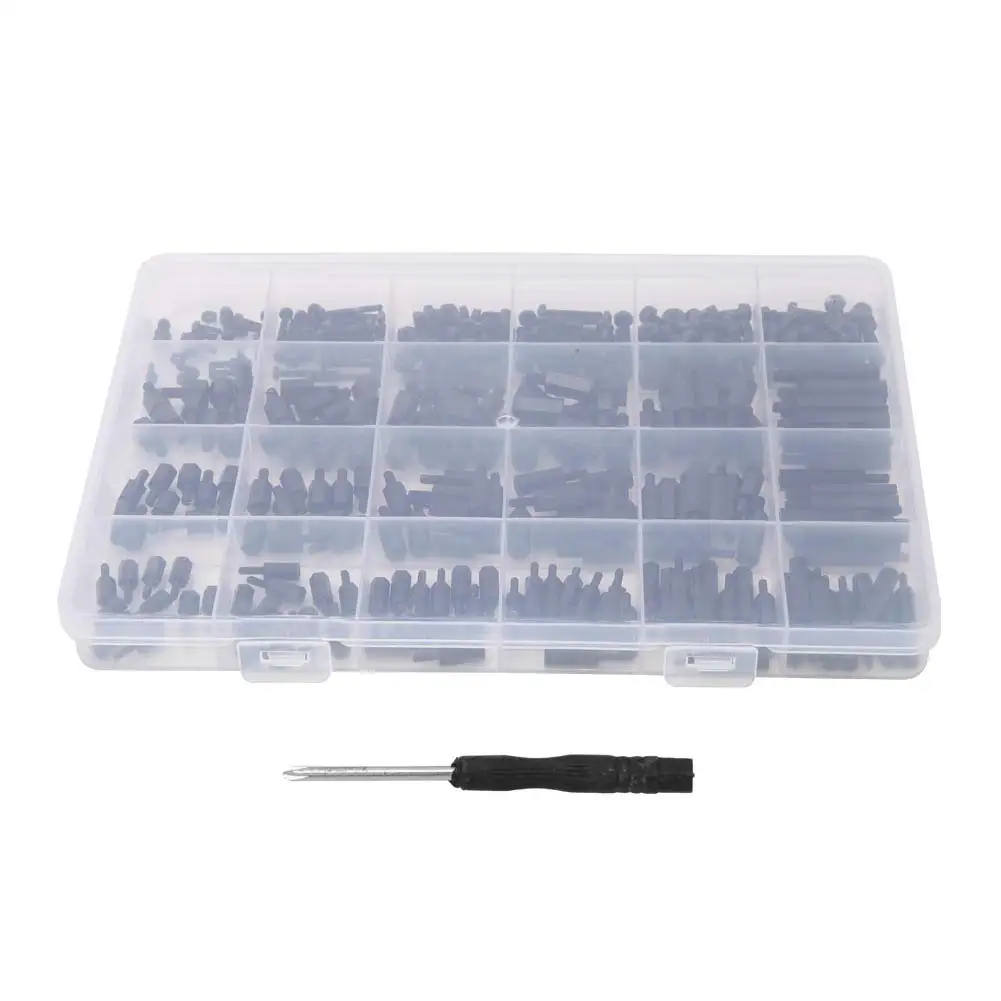 M2/M2.5/M3 Nylon Male-Female Hex Standoff Spacer Screw Nut Assortment Kit Thermal Insulation Corrosion Resistant 360Pcs