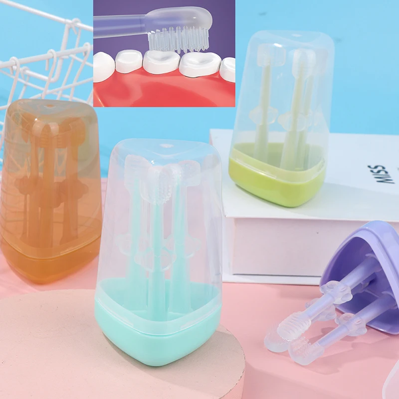 실리콘 칫솔, 혀 코팅 청소, 0-18 개월 칫솔, 3 개
