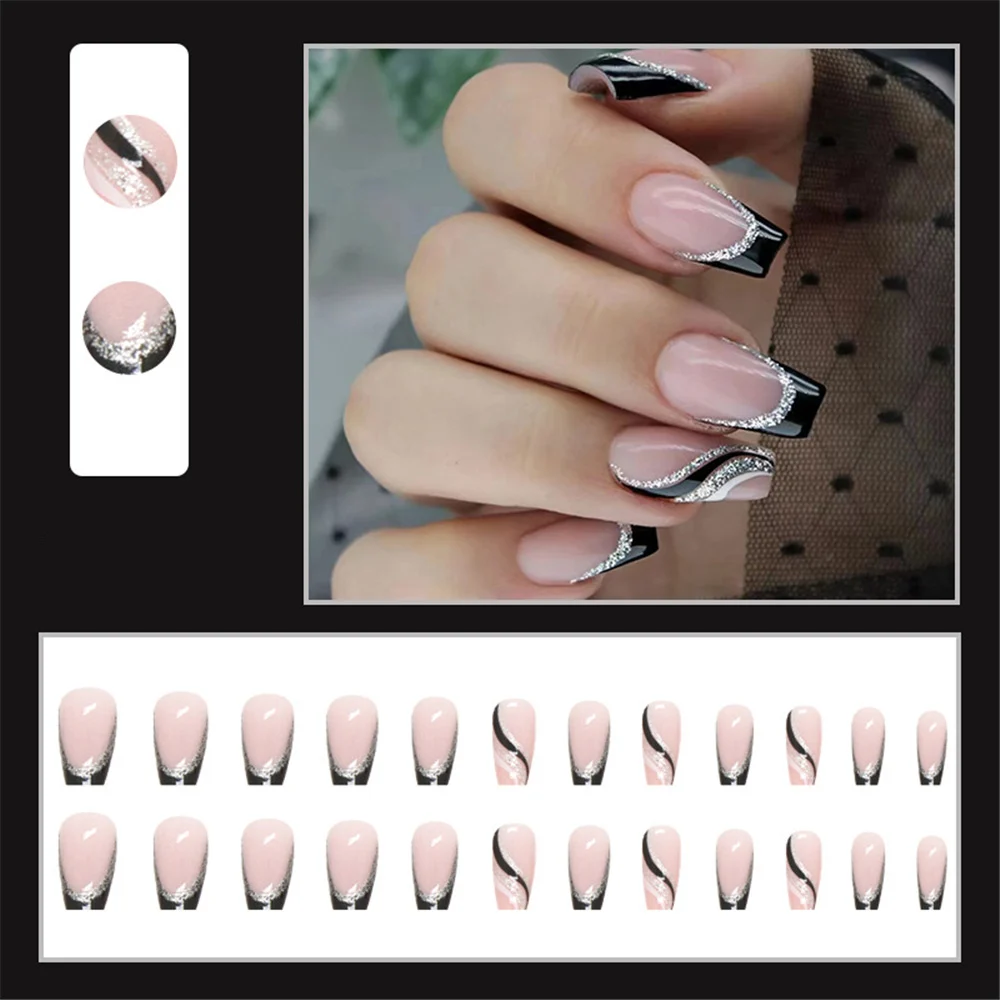 Buy Shhagan Nails Extension Square French Style Nail Tips With Flat Head  Suitable For Wedding, Party French Tip Press On Nails Pack of 12 Online at  Low Prices in India - Amazon.in