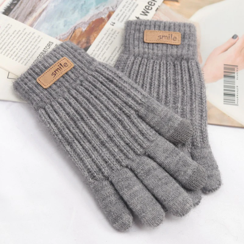 Knitted Gloves Winter Touchscreen Thicken Warm Wool Cashmere Mitten Winter Gloves