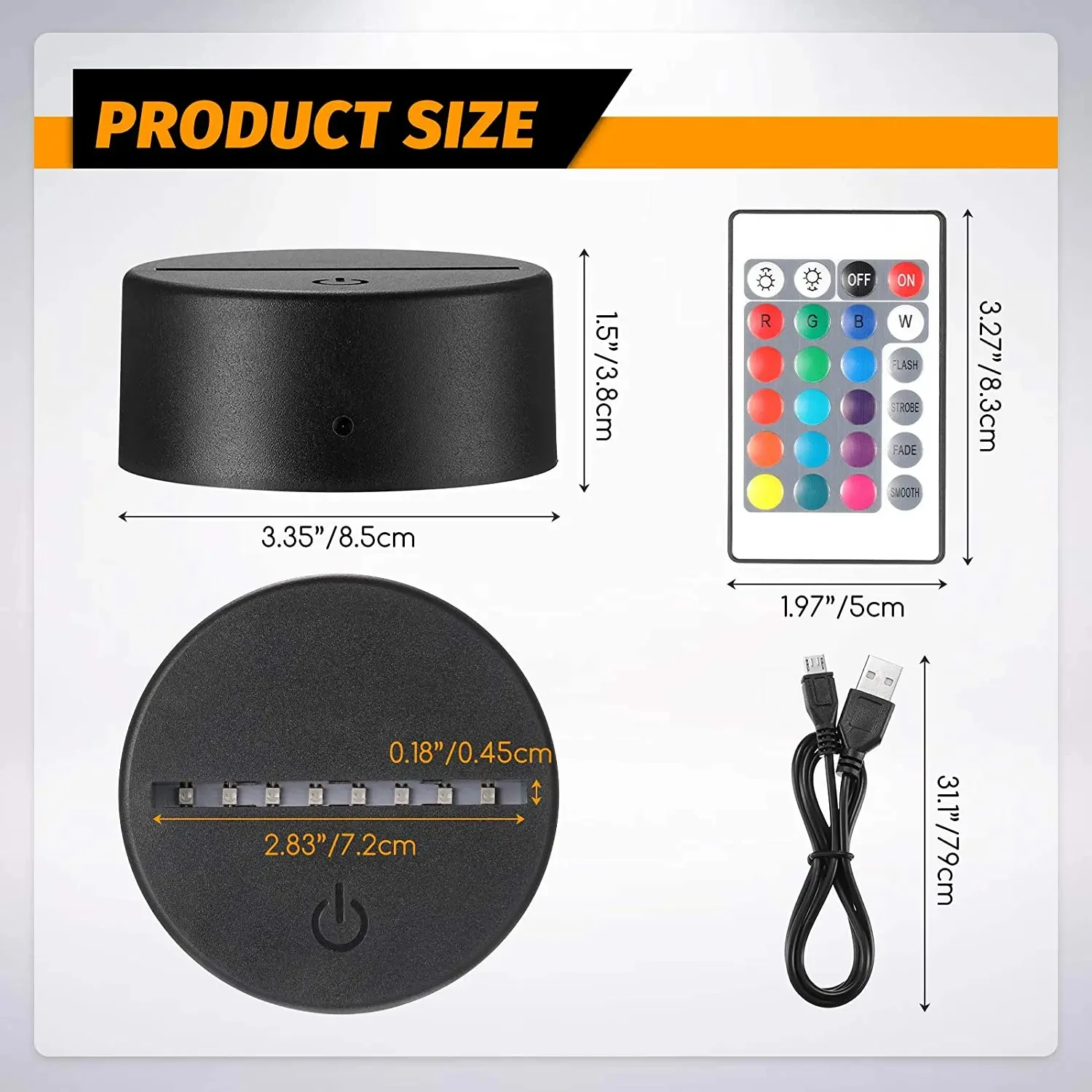 2/4/6/8/10/12 Pcs LED Lamp Base Table 3D Night Light Base With Remote Control And USB Cable 16 Colors Light Stand Wholesale 6