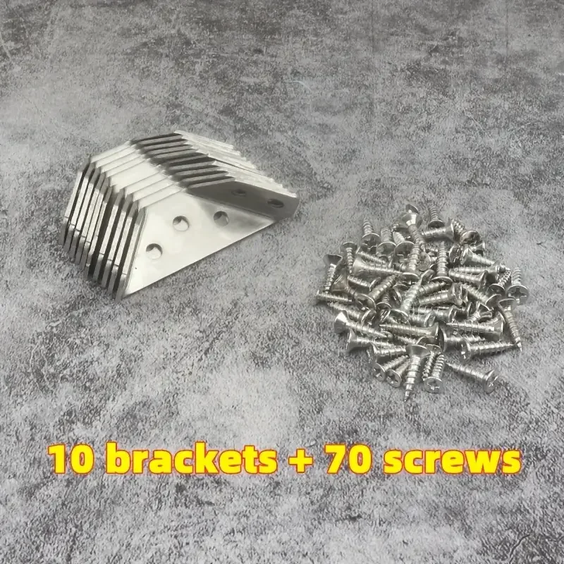 10 Sets Stainless Steel Corner Connectors, Right Angle Thickened Brackets for Furniture, Cabinet & Laminate Projects