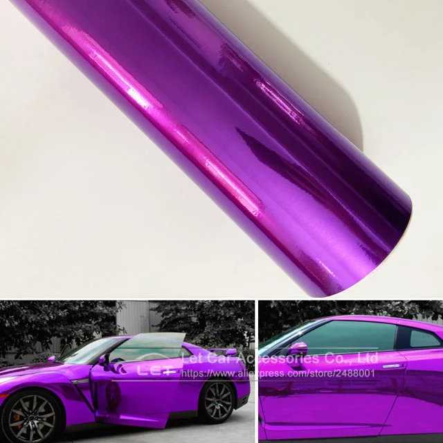 

Высокоэластичная Водонепроницаемая УФ-защищенная фиолетовая хромированная зеркальная виниловая оберточная пленка рулон пленка автомобильная наклейка лист