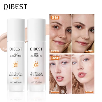 QIBEST Color Changing Foundation Moisturizing SPF 30+ Hydrating Long Wearing Waterproof Travel Coverage Makeup Base Concealer