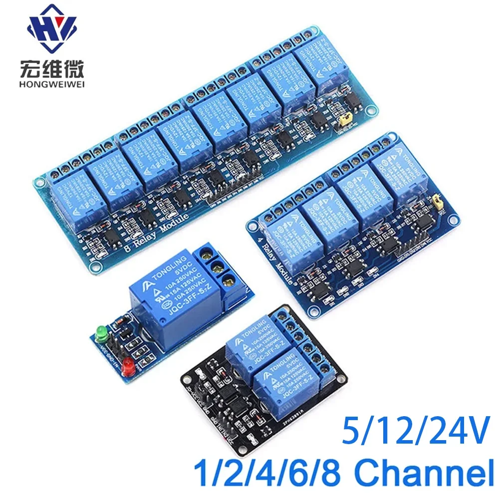 DC-5V-12V-24V-1-2-4-6-8-Channel-Relay-Module-Board-Shield-with ...