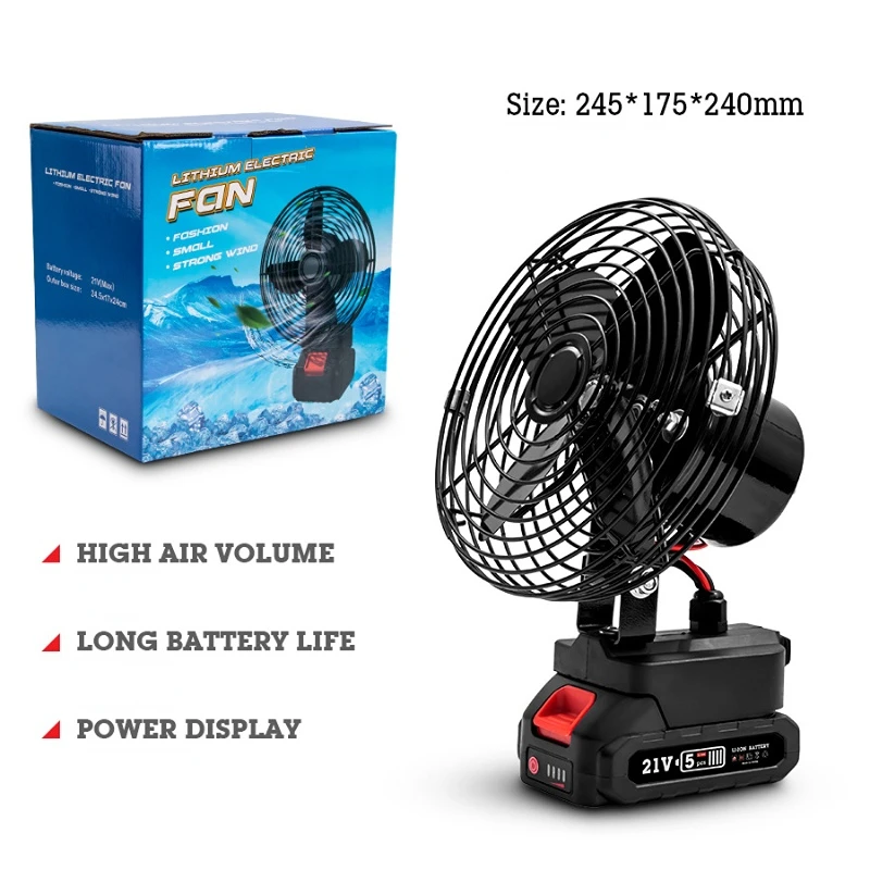 21V Cordless Rechargeable Electric Fan Household Outdoor Lithium Electric  Fan Portable Makita Interface Camping Fan Power Tools - AliExpress