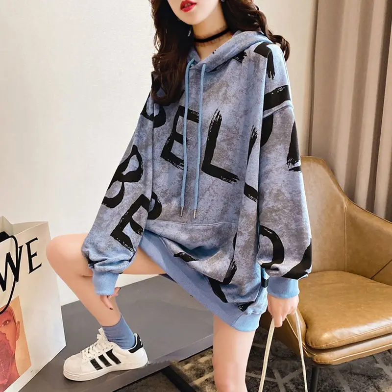

Women Clothing 2023 Pullovers Printing Letter Long Sleeve Preppy Style Streetwear Office Lady Simplicity Fashion Loose Hoodies