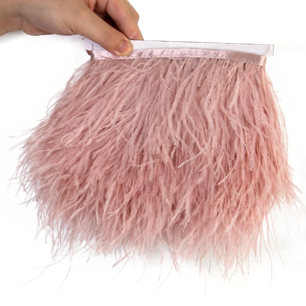Ostrich Feathers 1/5/10Meters Light Purple Ostrich Feathers Ribbon 8-10cm/3-4Inch Long Feather Trim Fringe For Party Costumes Sewing Accessories