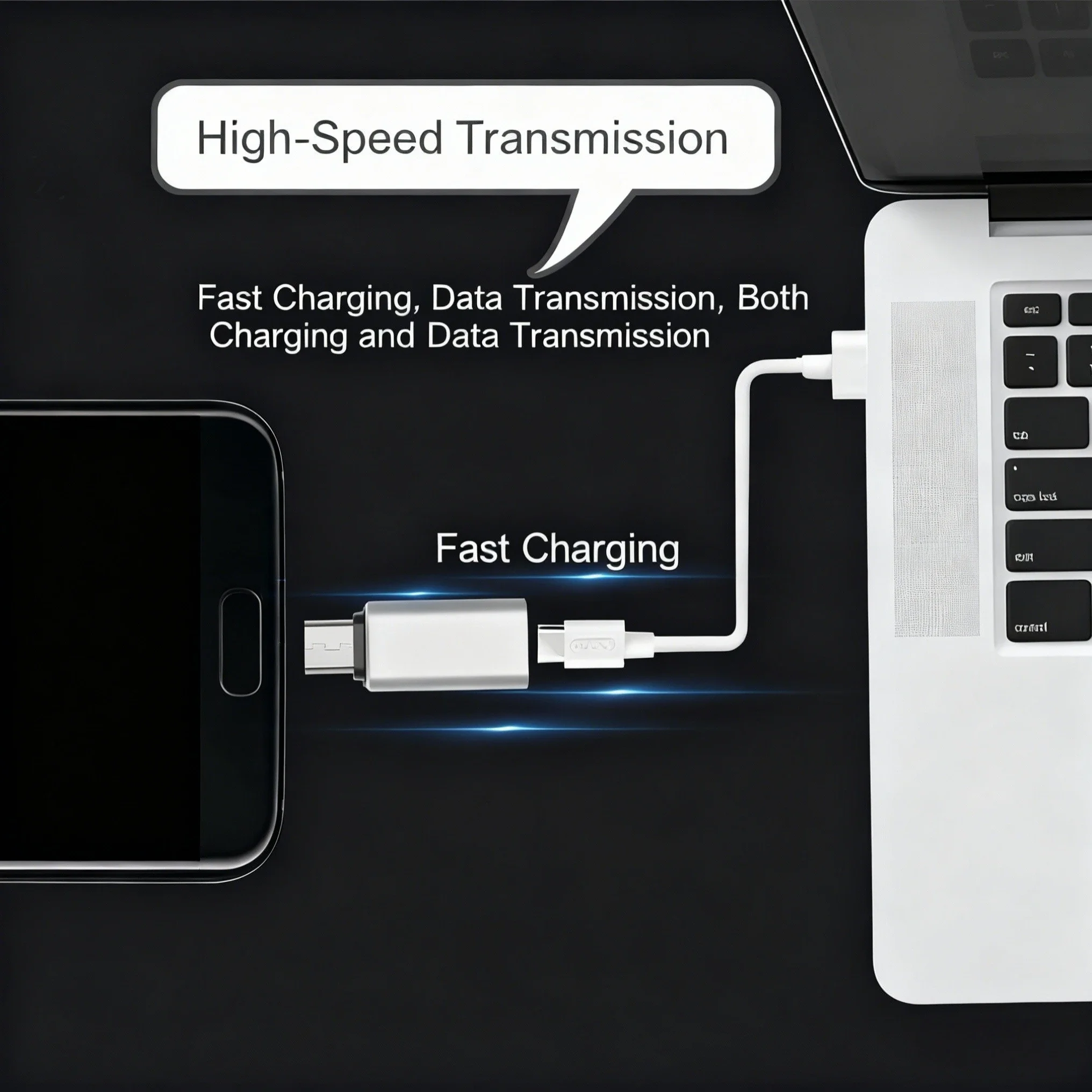 Universal 2-in-1 USB C to Micro USB Fast Charge Adapter and Data Sync Converter