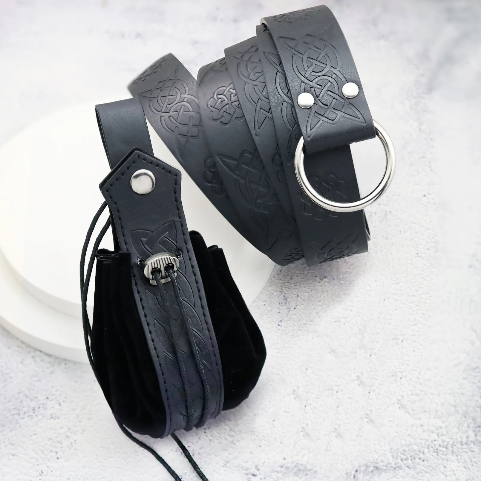 Halloween Costume Accessories Set Medieval Renaissance Knight Belt Viking Vintage Sac Cosplay Props Leather Waist Belt for Men
