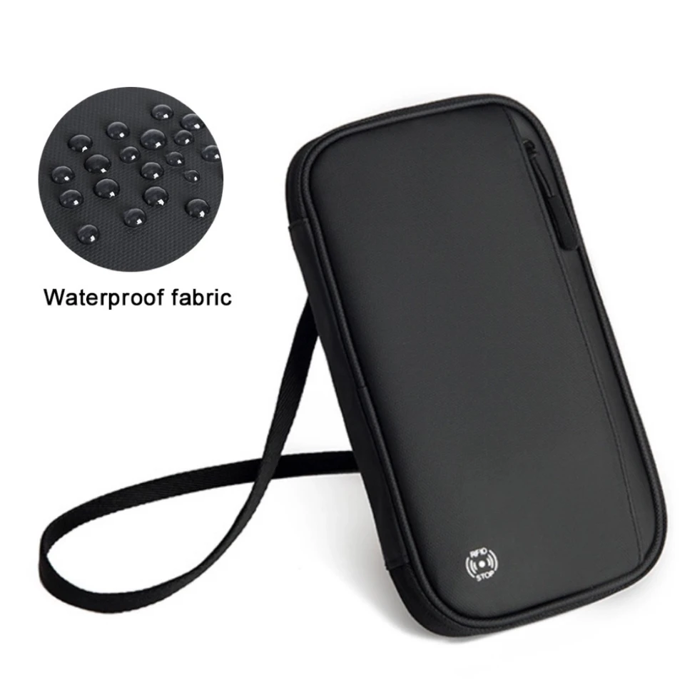 Portafoglio da viaggio, porta passaporto, porta carte, borsa a tracolla, organizer per documenti e biglietti per l'estero, custodia protettiva da appendere al collo._voghion.com