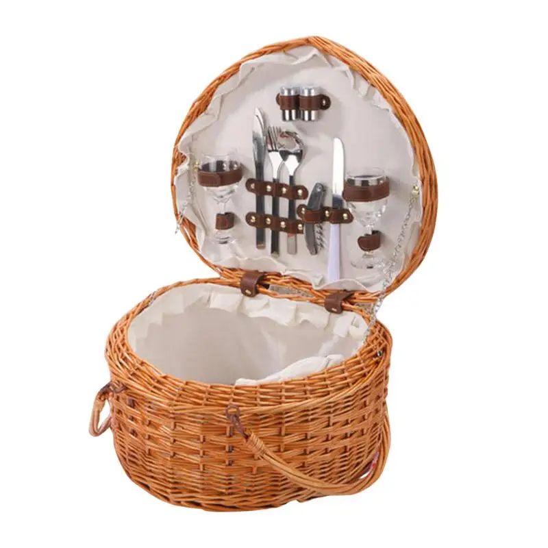 

Outdoor Picnic Basket Heart-Shaped Hand-Woven Storage Basket