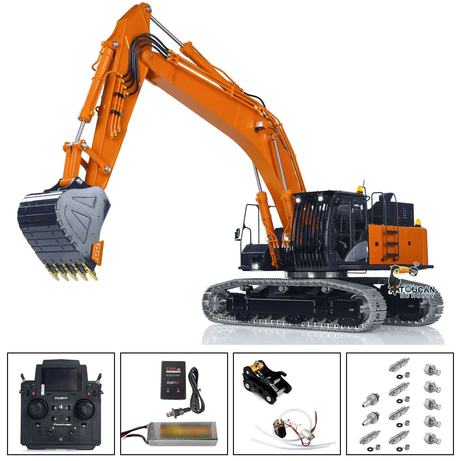 90% Metal LESU 1/14 ZX490 RC Hydraulic Excavator Aoue Radio 2Arms