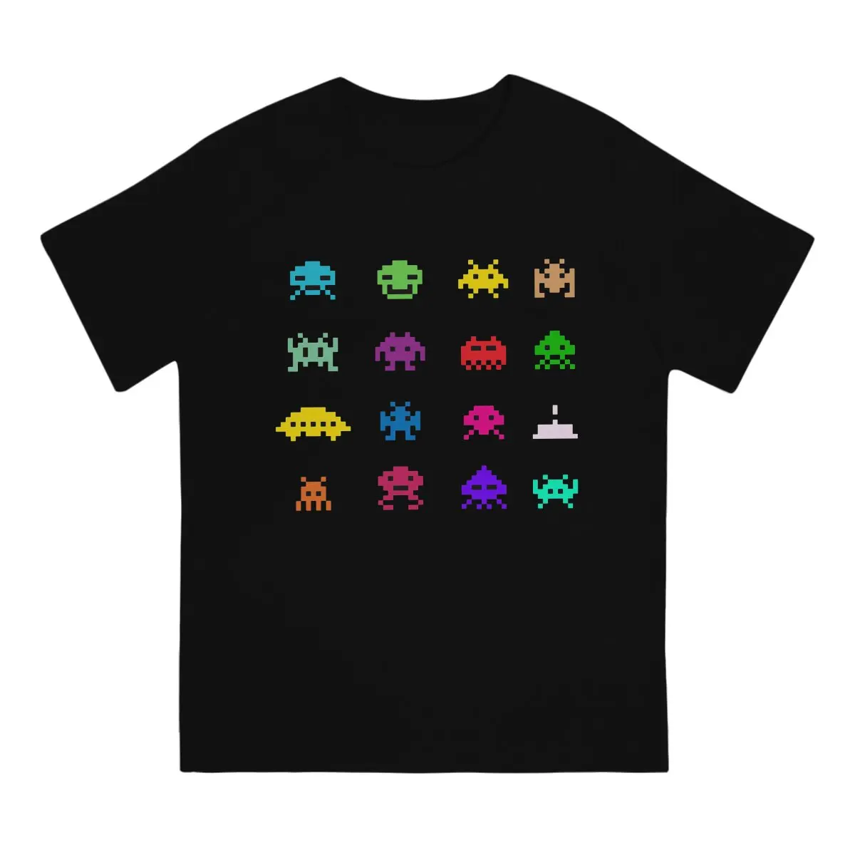 新品完売レアBright Astro INVADER Tシャツ黒2gether Space Invaders Shooting Video Game Retro Colorful T Shirt