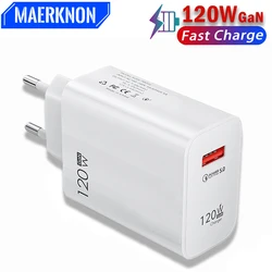 120W GaN Fast Charge Charger USB Charger Quick Charge5.0 for Samsung Xiaomi iPhone iPad Mobile Phone Chargers Adapter EU/US Plug