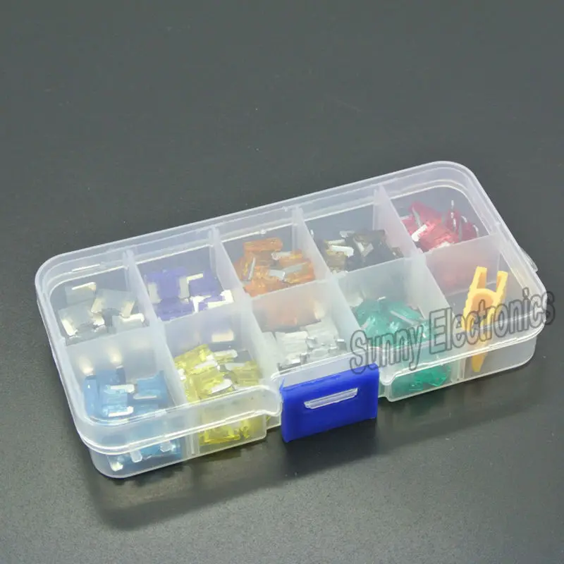 Car Fuses Kit 90 pc 2,3,5,7.5,10,15,20,25,30 AMP Low Profile Micro Blade Mini Fuse Assortment Set APS