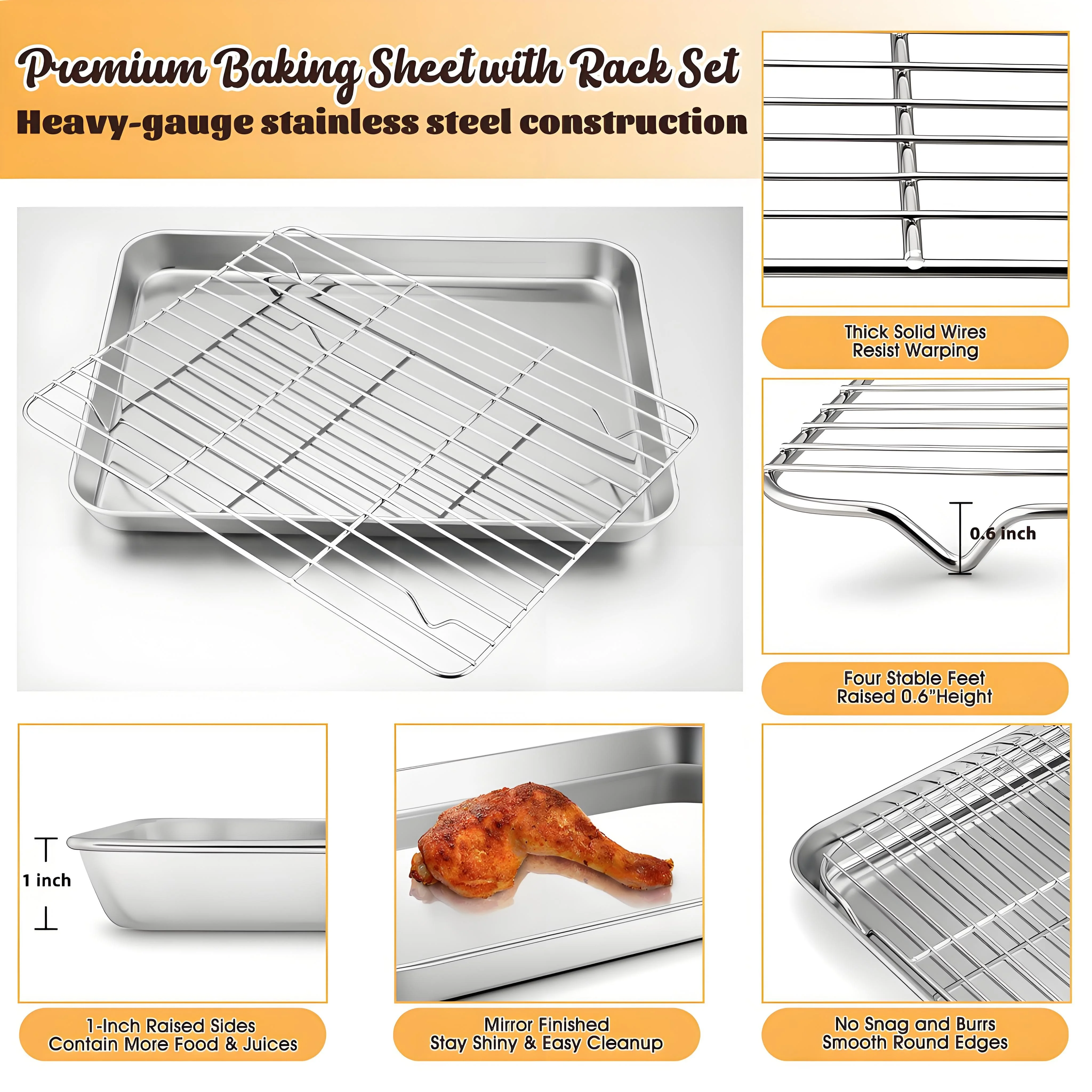 Stainless Steel Cookie Sheet & Cooling Rack Set (Half Size) 2