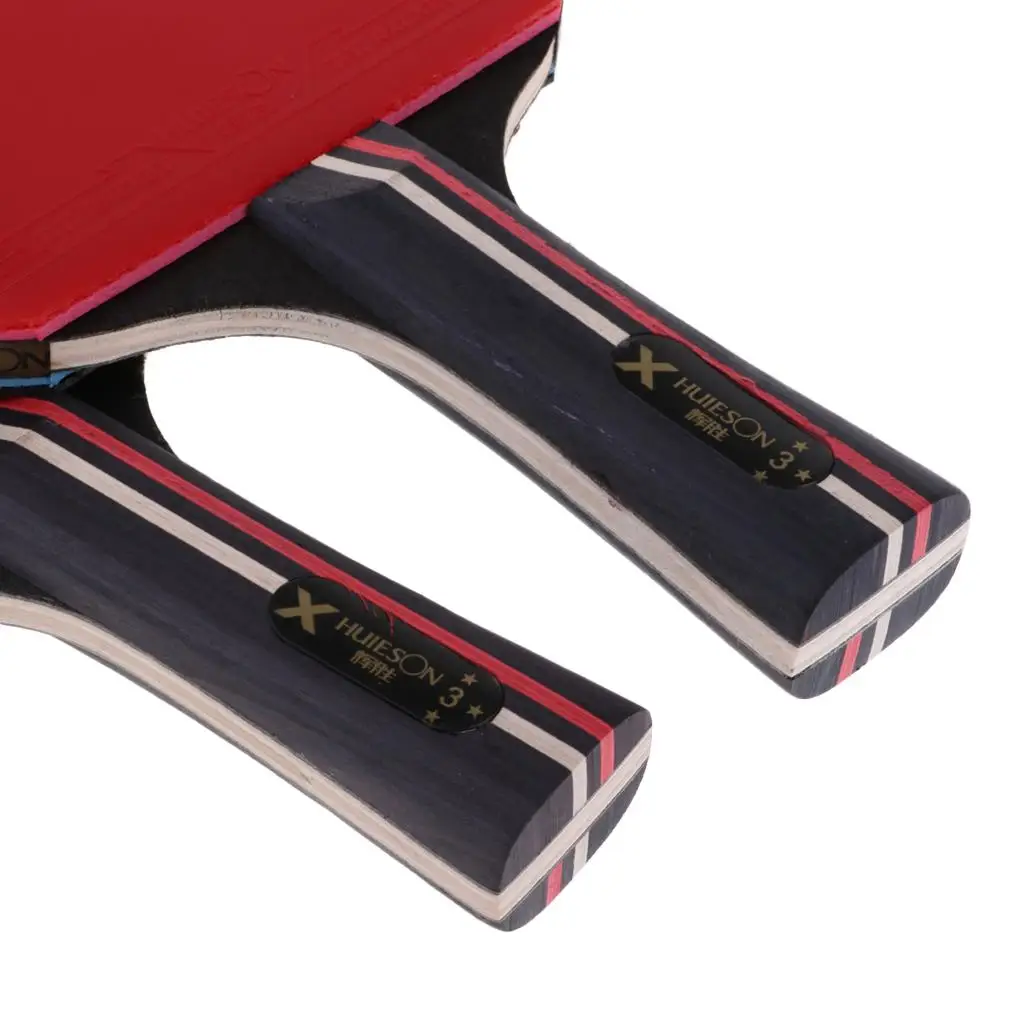 2Pcs Professional Wood Table Tennis Racket Pong Racket Paddle Bat with 3 Ball