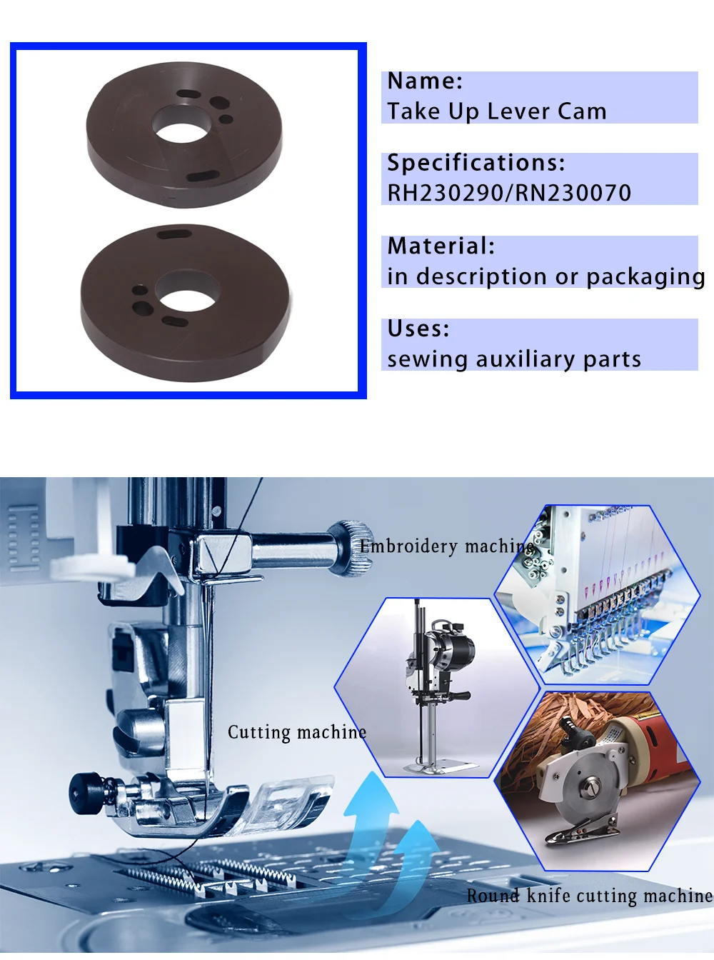Take Up Lever Cam H6 230070 For Barudan Embroidery Machine Spare Parts RH230290 Split And Whole Model With Diameter 20MM