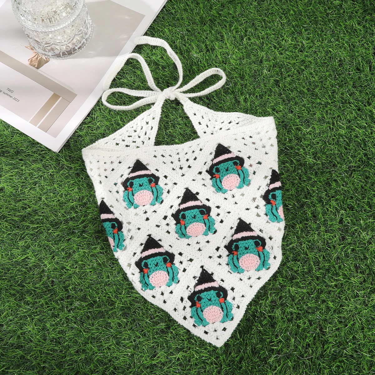 Knitted Bat Triangle Scarf Gray Halloween Bandana Turban Headbands For Women Festival Cute Hair Bands Hair Accessories